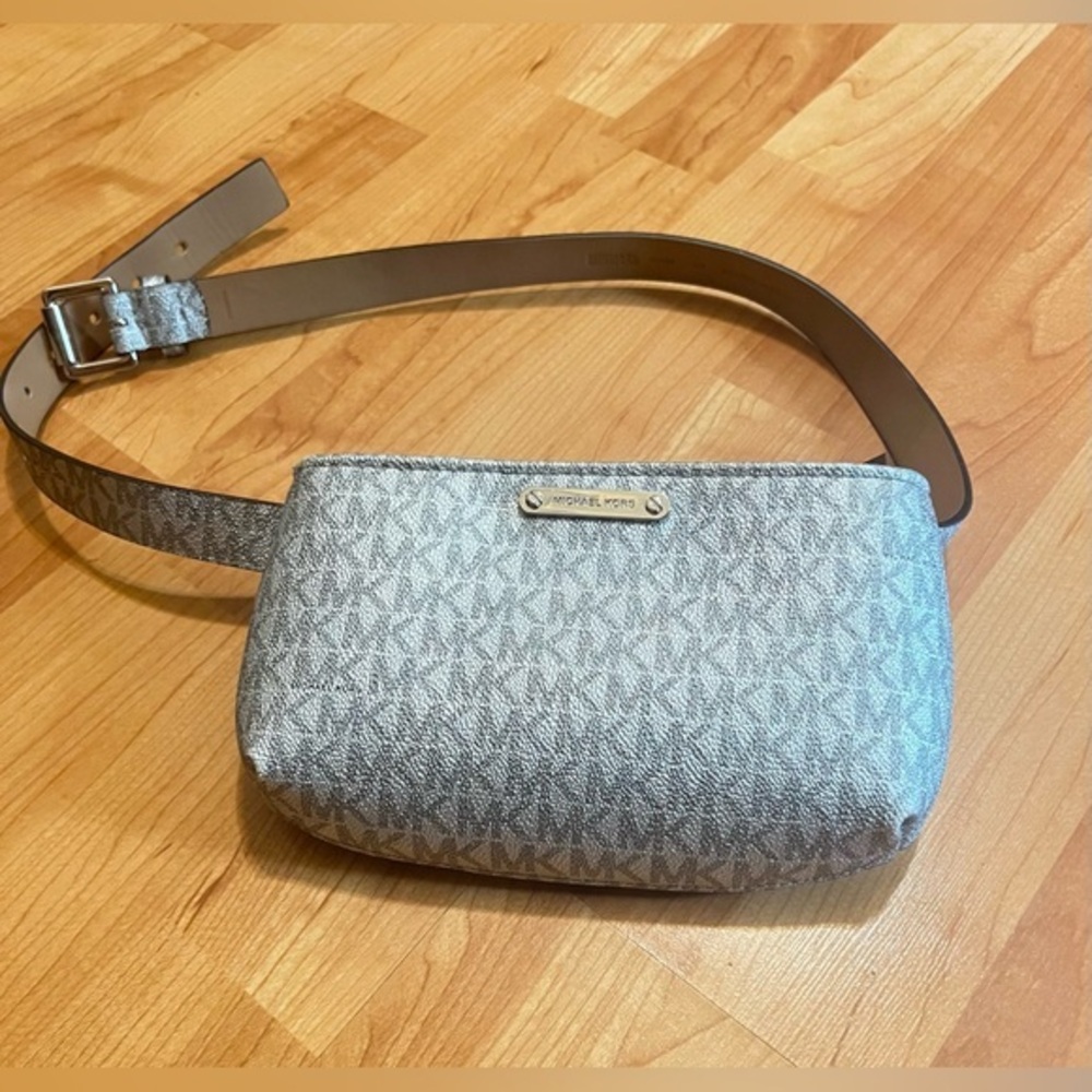 Michael Kors Silver and Tan Crossbody Bag